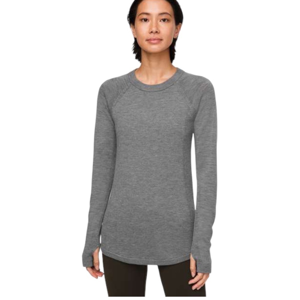 Lululemon Sit In Lotus Merino Wool Sweater in Heathered Medium Grey Size 2